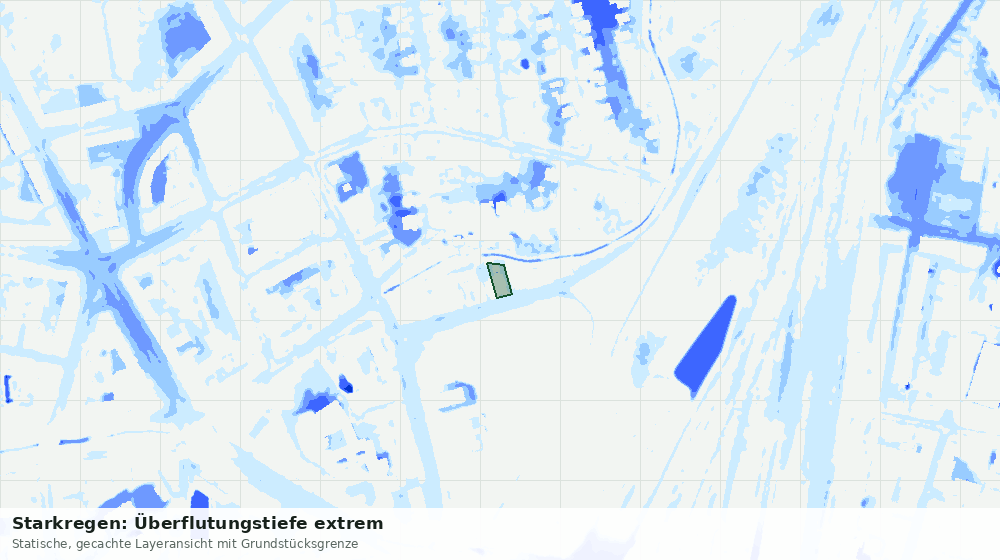 Statische Kartenansicht: Starkregen: Überflutungstiefe extrem