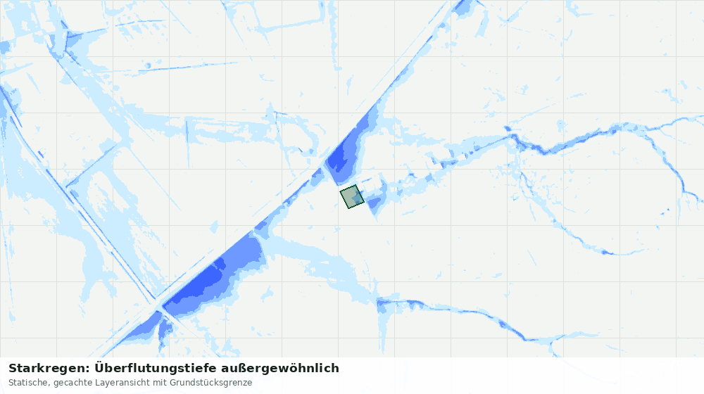 Statische Kartenansicht: Starkregen: Überflutungstiefe außergewöhnlich