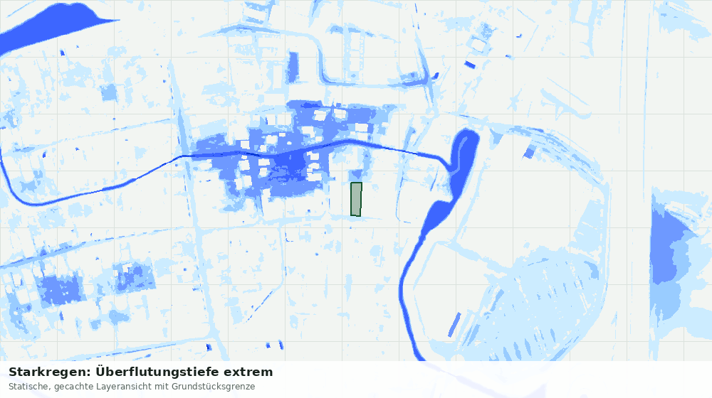 Statische Kartenansicht: Starkregen: Überflutungstiefe extrem