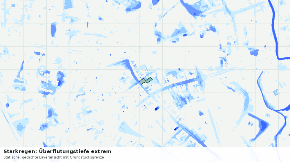Statische Kartenansicht: Starkregen: Überflutungstiefe extrem