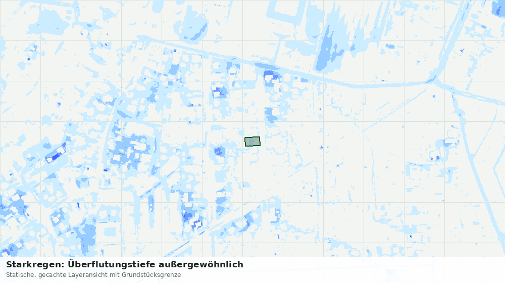 Statische Kartenansicht: Starkregen: Überflutungstiefe außergewöhnlich