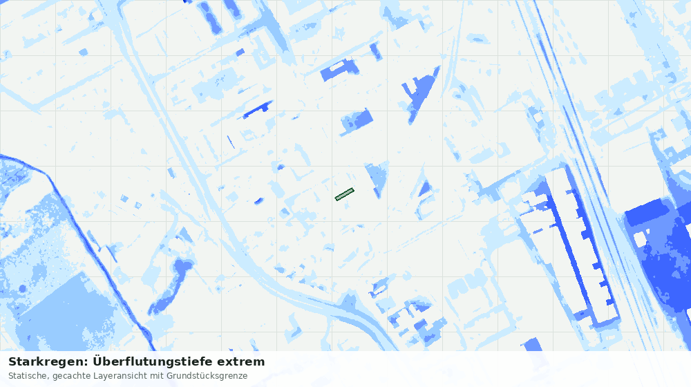 Statische Kartenansicht: Starkregen: Überflutungstiefe extrem