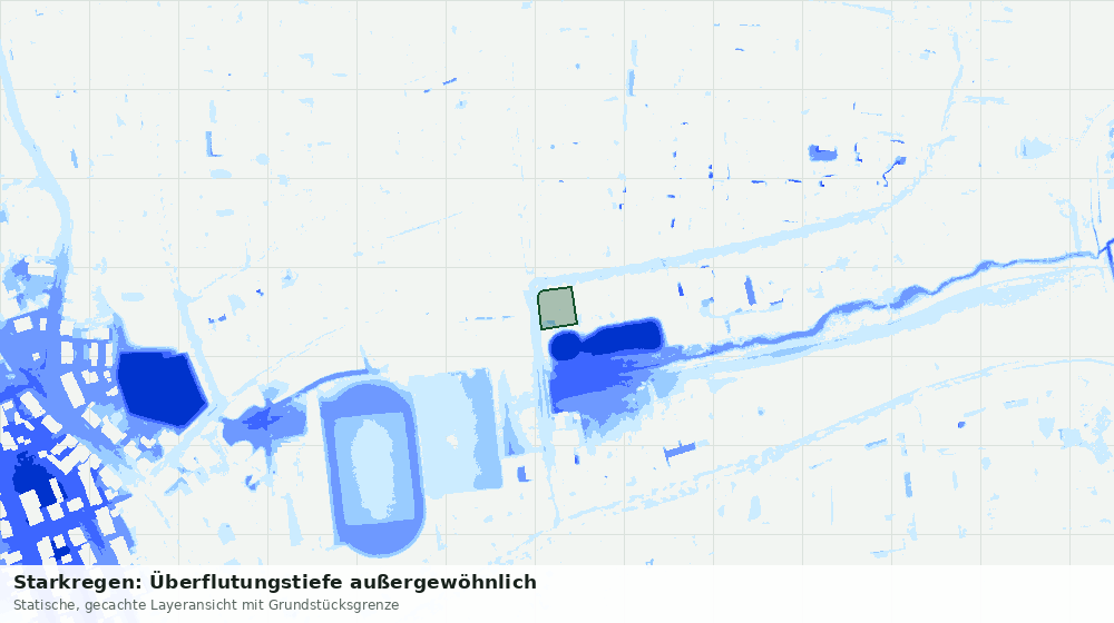 Statische Kartenansicht: Starkregen: Überflutungstiefe außergewöhnlich