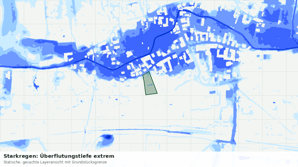 Statische Kartenansicht: Starkregen: Überflutungstiefe extrem