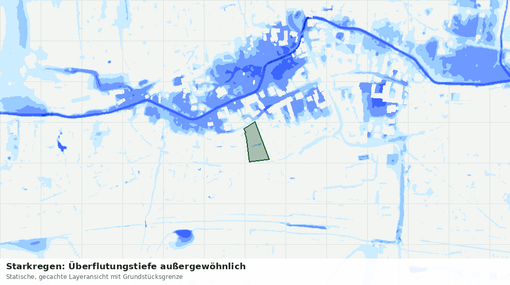 Statische Kartenansicht: Starkregen: Überflutungstiefe außergewöhnlich