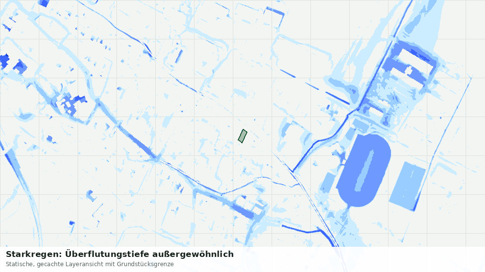 Statische Kartenansicht: Starkregen: Überflutungstiefe außergewöhnlich
