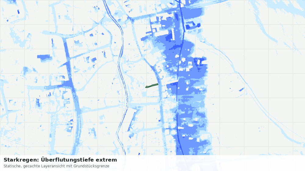 Statische Kartenansicht: Starkregen: Überflutungstiefe extrem