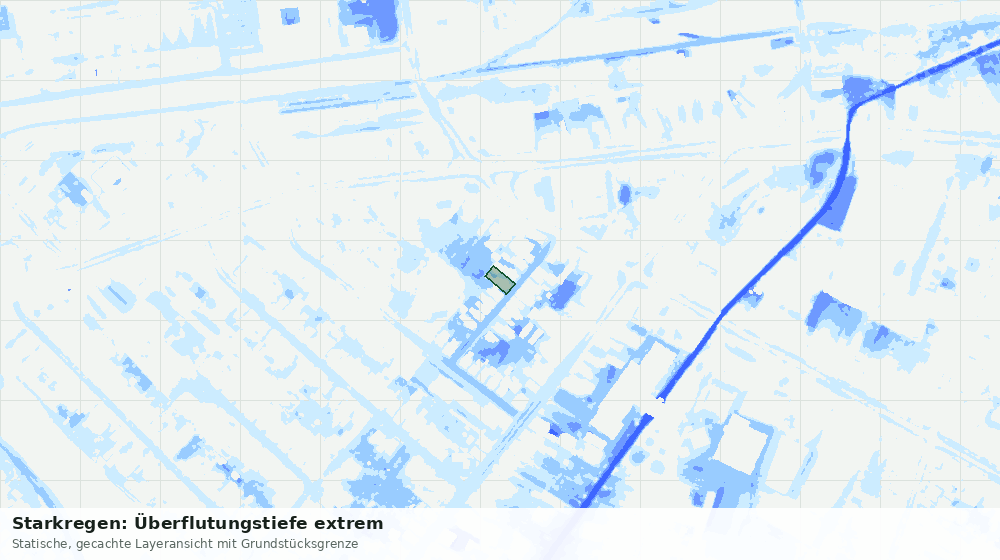 Statische Kartenansicht: Starkregen: Überflutungstiefe extrem