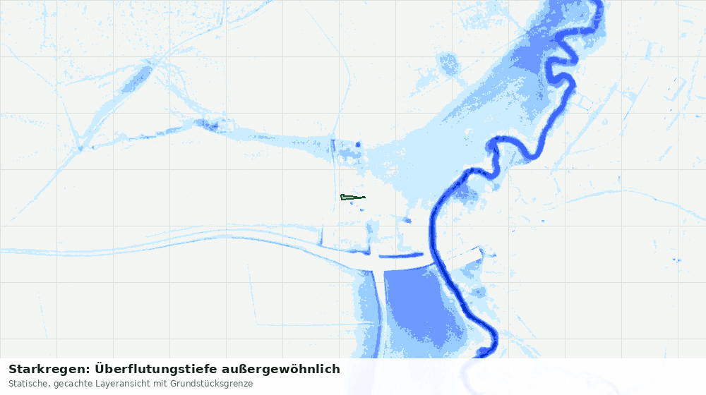 Statische Kartenansicht: Starkregen: Überflutungstiefe außergewöhnlich