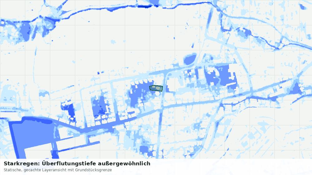 Statische Kartenansicht: Starkregen: Überflutungstiefe außergewöhnlich