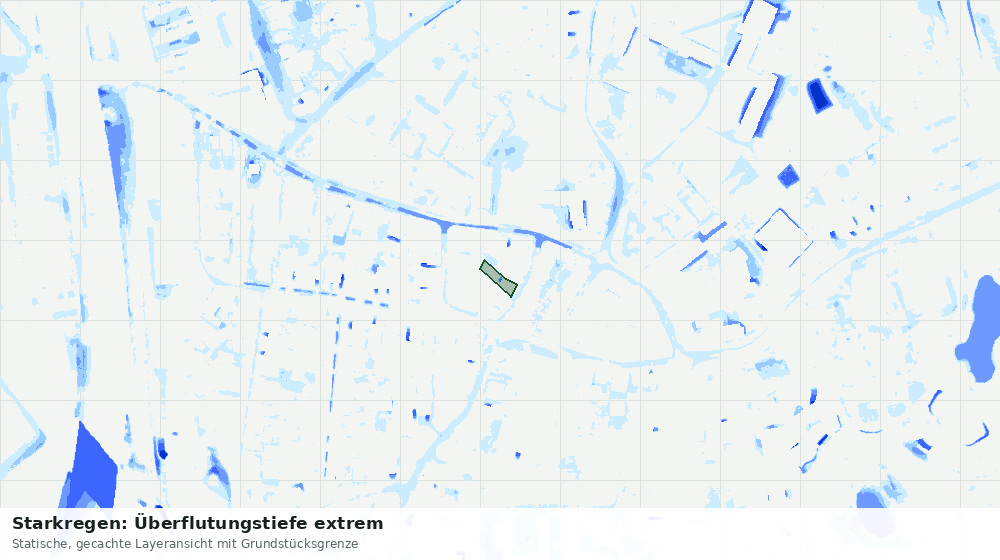 Statische Kartenansicht: Starkregen: Überflutungstiefe extrem