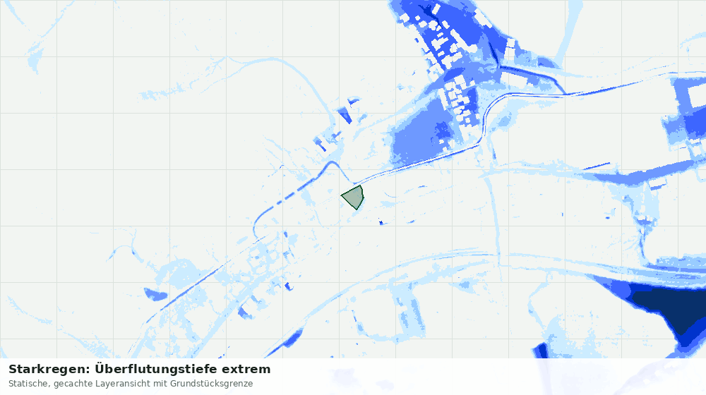 Statische Kartenansicht: Starkregen: Überflutungstiefe extrem
