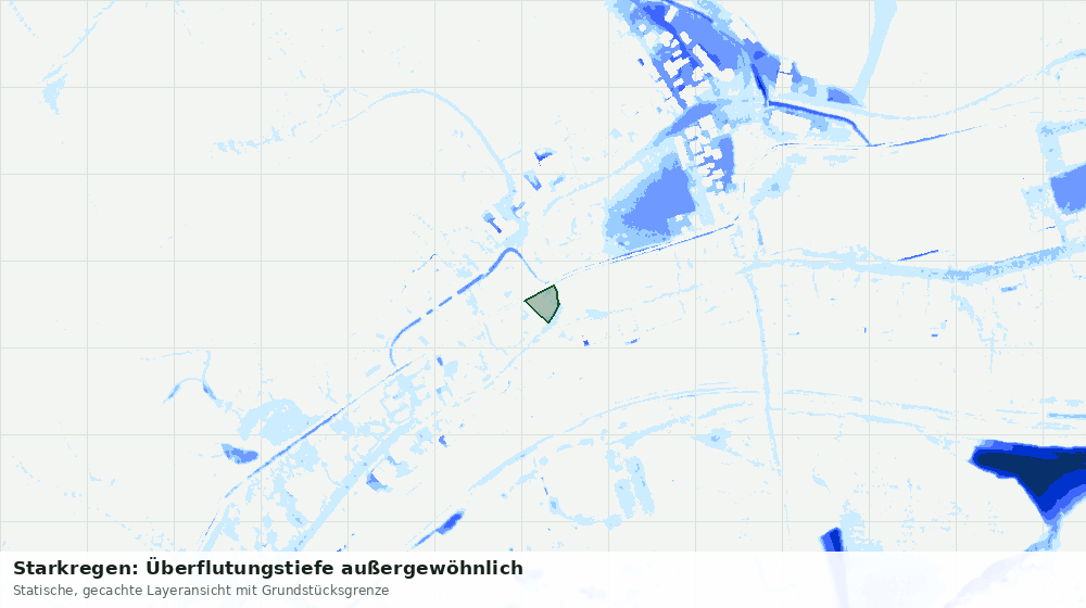 Statische Kartenansicht: Starkregen: Überflutungstiefe außergewöhnlich