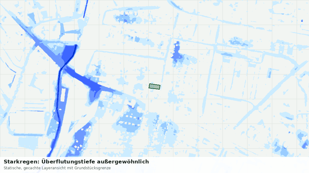 Statische Kartenansicht: Starkregen: Überflutungstiefe außergewöhnlich