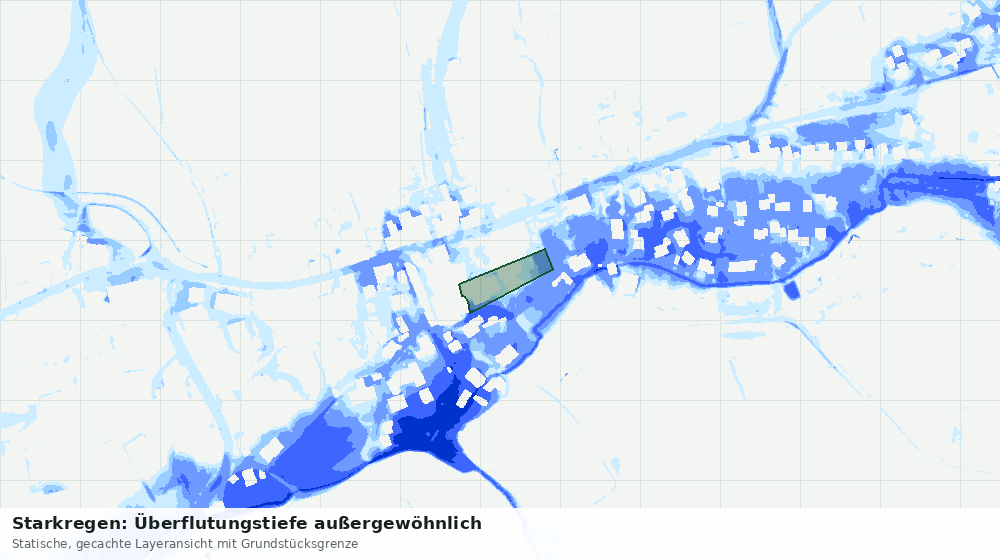 Statische Kartenansicht: Starkregen: Überflutungstiefe außergewöhnlich