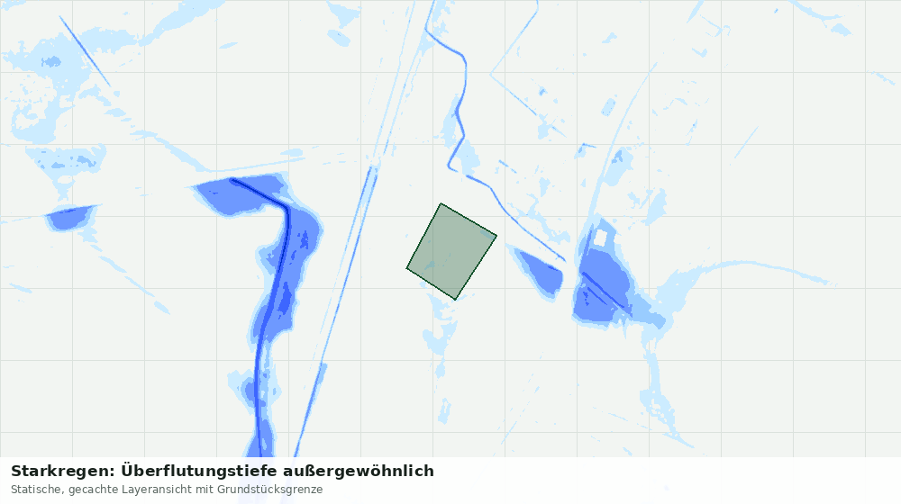 Statische Kartenansicht: Starkregen: Überflutungstiefe außergewöhnlich