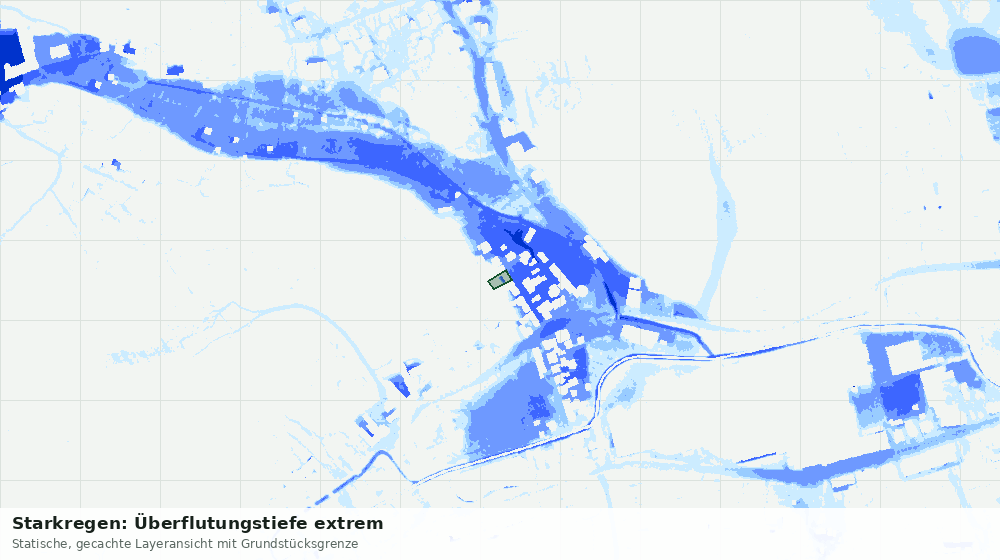 Statische Kartenansicht: Starkregen: Überflutungstiefe extrem