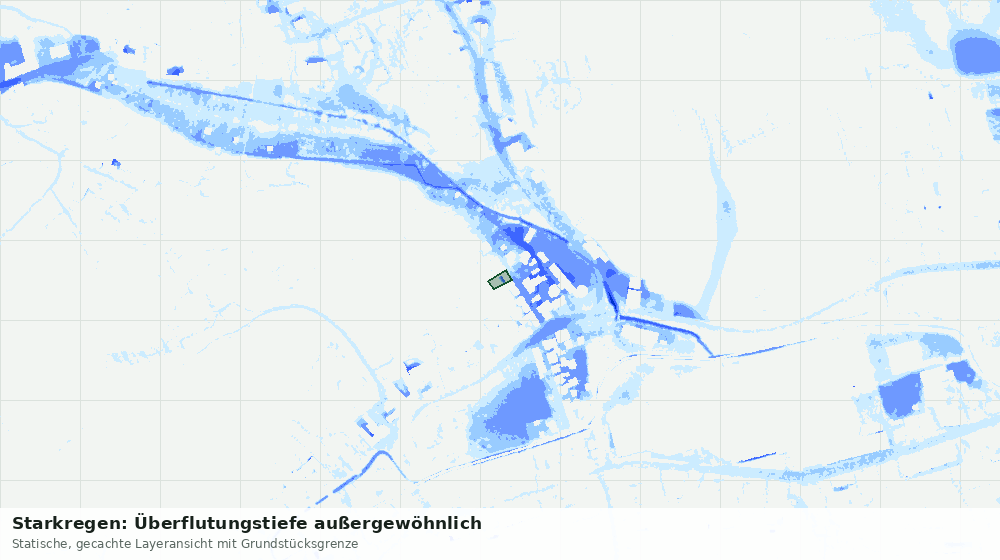 Statische Kartenansicht: Starkregen: Überflutungstiefe außergewöhnlich