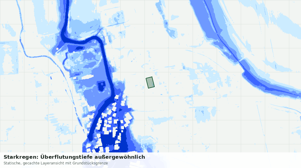 Statische Kartenansicht: Starkregen: Überflutungstiefe außergewöhnlich