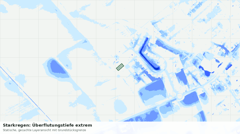 Statische Kartenansicht: Starkregen: Überflutungstiefe extrem