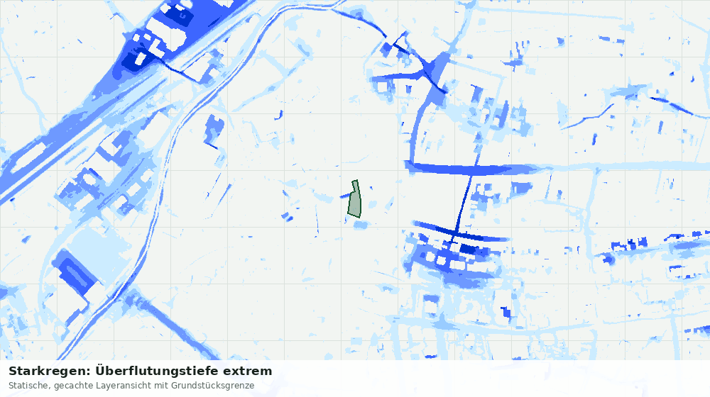 Statische Kartenansicht: Starkregen: Überflutungstiefe extrem