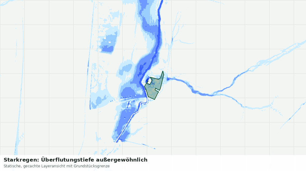 Statische Kartenansicht: Starkregen: Überflutungstiefe außergewöhnlich
