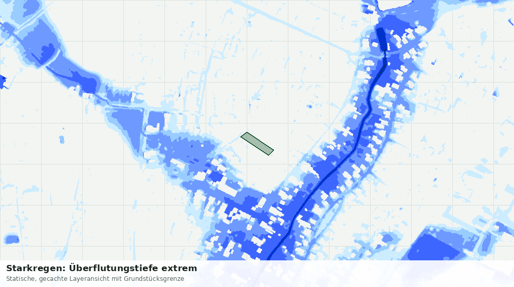 Statische Kartenansicht: Starkregen: Überflutungstiefe extrem