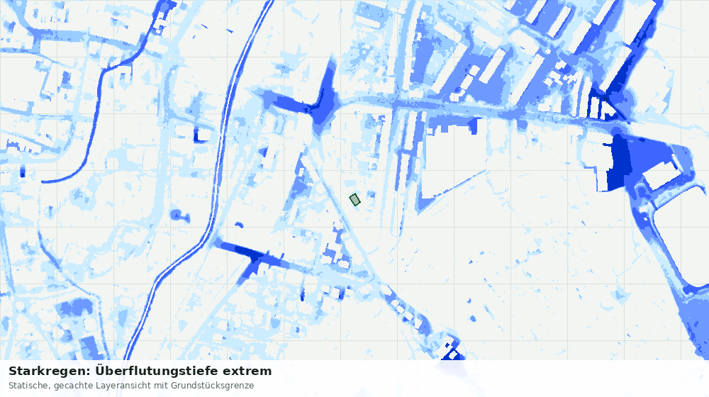 Statische Kartenansicht: Starkregen: Überflutungstiefe extrem