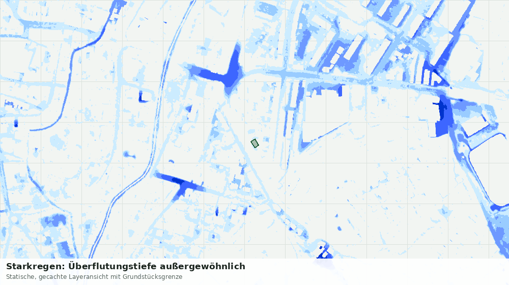Statische Kartenansicht: Starkregen: Überflutungstiefe außergewöhnlich