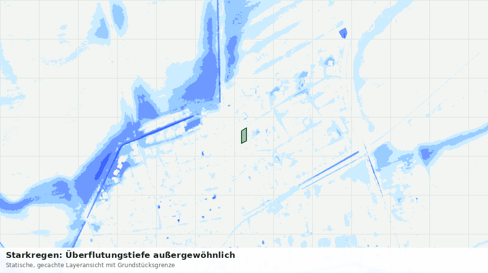 Statische Kartenansicht: Starkregen: Überflutungstiefe außergewöhnlich