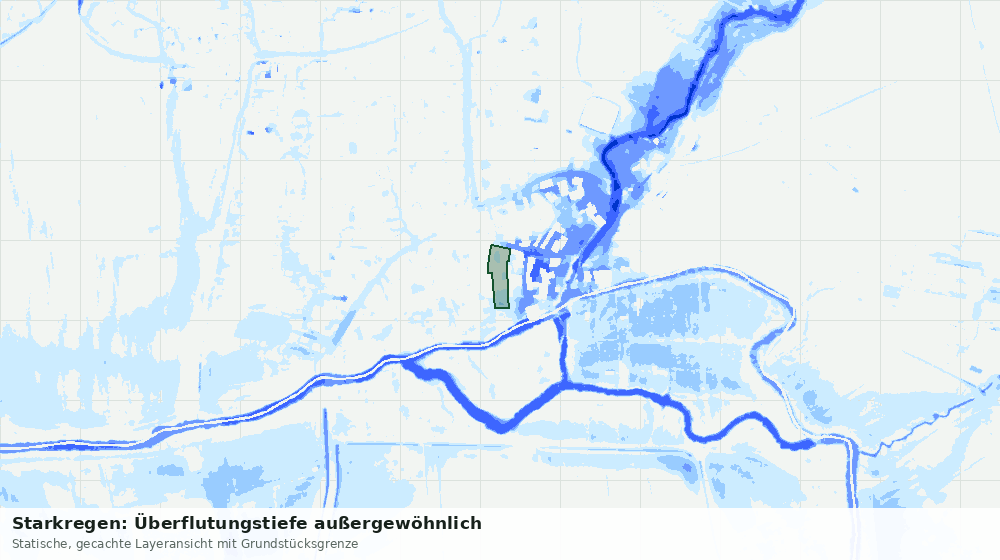 Statische Kartenansicht: Starkregen: Überflutungstiefe außergewöhnlich