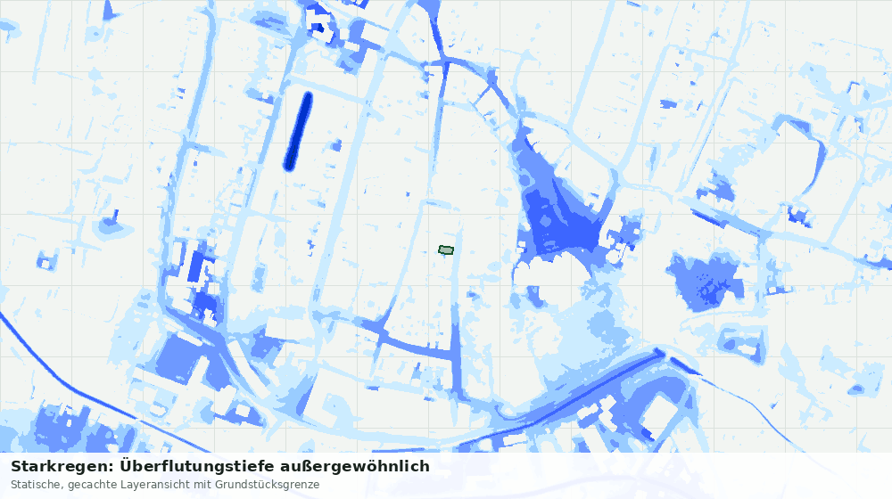 Statische Kartenansicht: Starkregen: Überflutungstiefe außergewöhnlich
