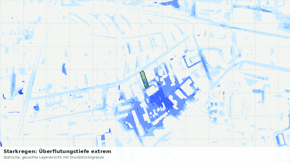 Statische Kartenansicht: Starkregen: Überflutungstiefe extrem