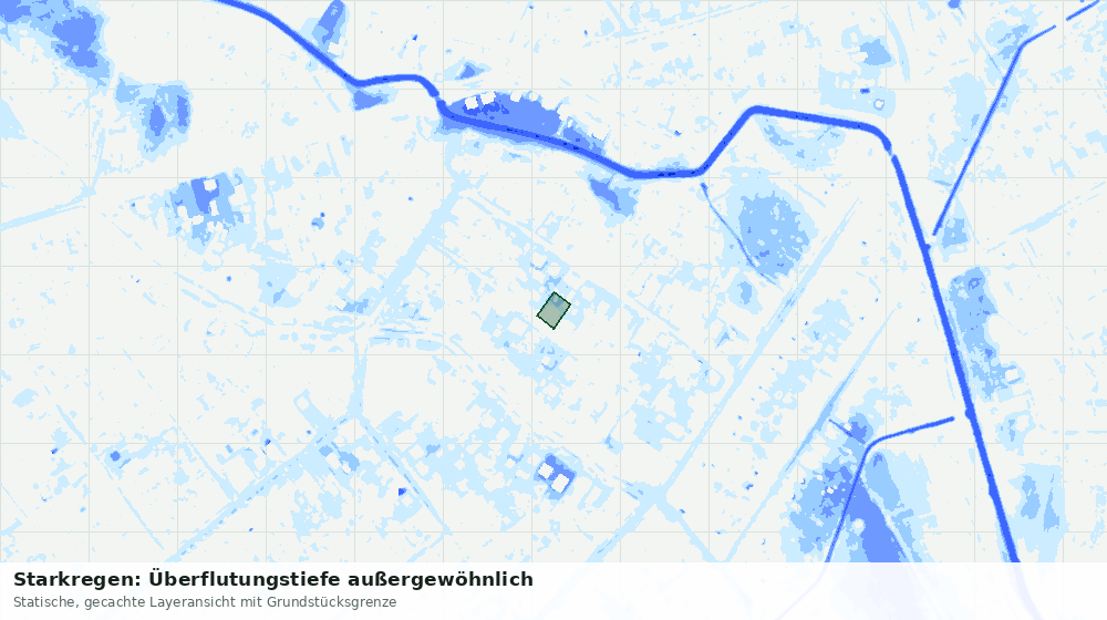 Statische Kartenansicht: Starkregen: Überflutungstiefe außergewöhnlich