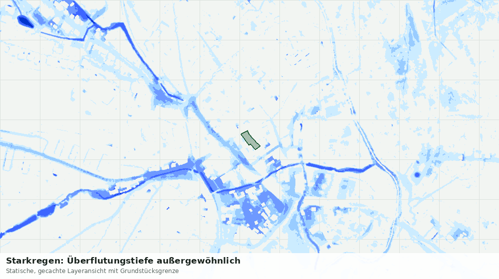 Statische Kartenansicht: Starkregen: Überflutungstiefe außergewöhnlich