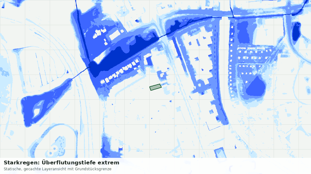 Statische Kartenansicht: Starkregen: Überflutungstiefe extrem