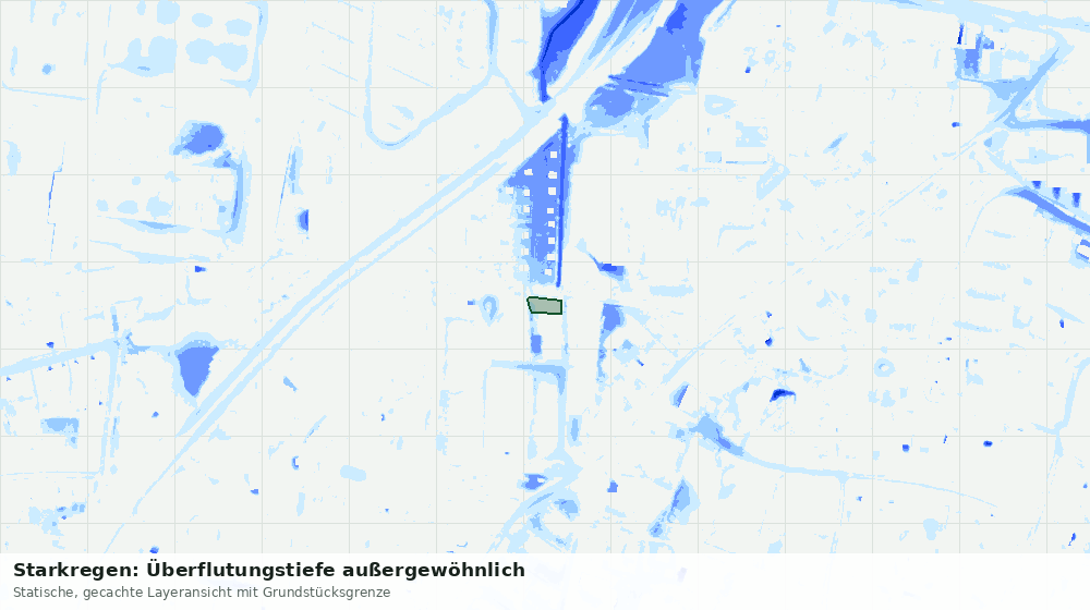 Statische Kartenansicht: Starkregen: Überflutungstiefe außergewöhnlich