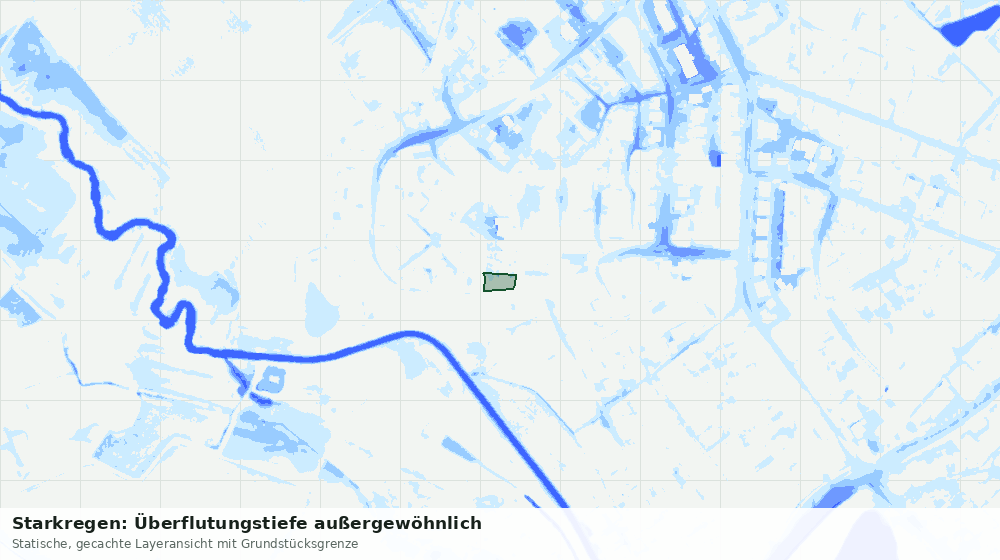 Statische Kartenansicht: Starkregen: Überflutungstiefe außergewöhnlich