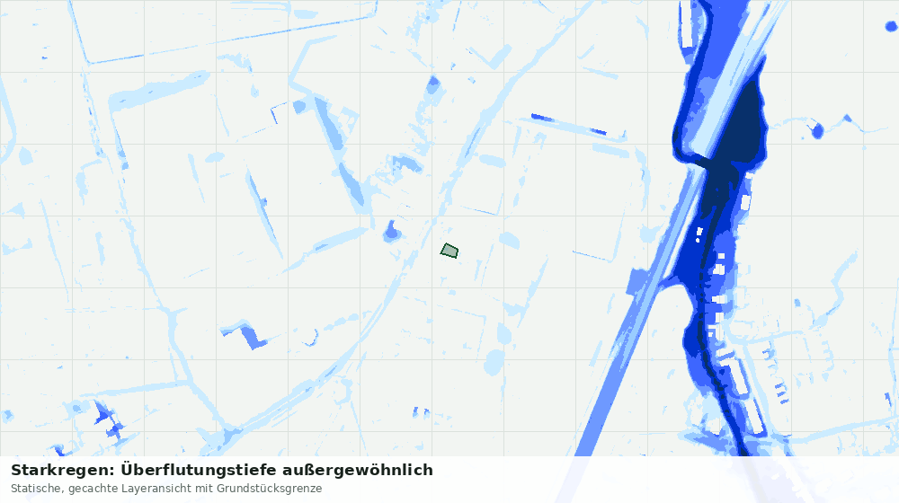 Statische Kartenansicht: Starkregen: Überflutungstiefe außergewöhnlich