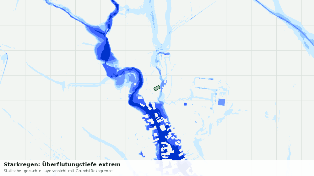 Statische Kartenansicht: Starkregen: Überflutungstiefe extrem