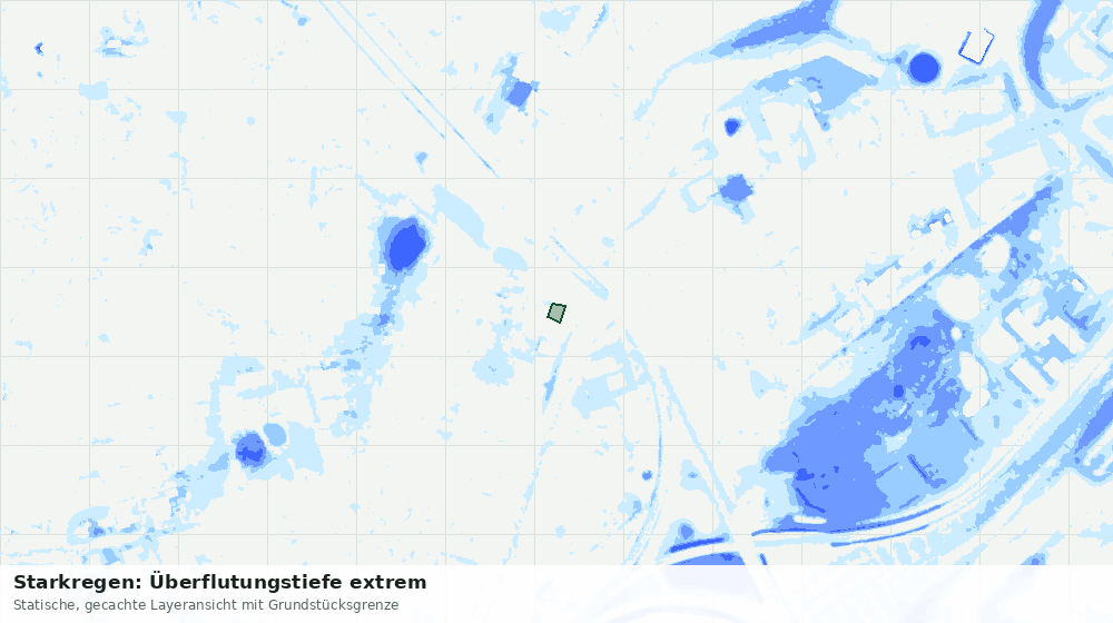 Statische Kartenansicht: Starkregen: Überflutungstiefe extrem