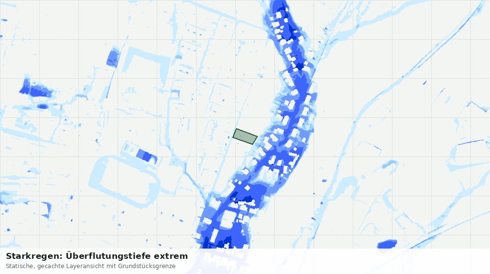 Statische Kartenansicht: Starkregen: Überflutungstiefe extrem
