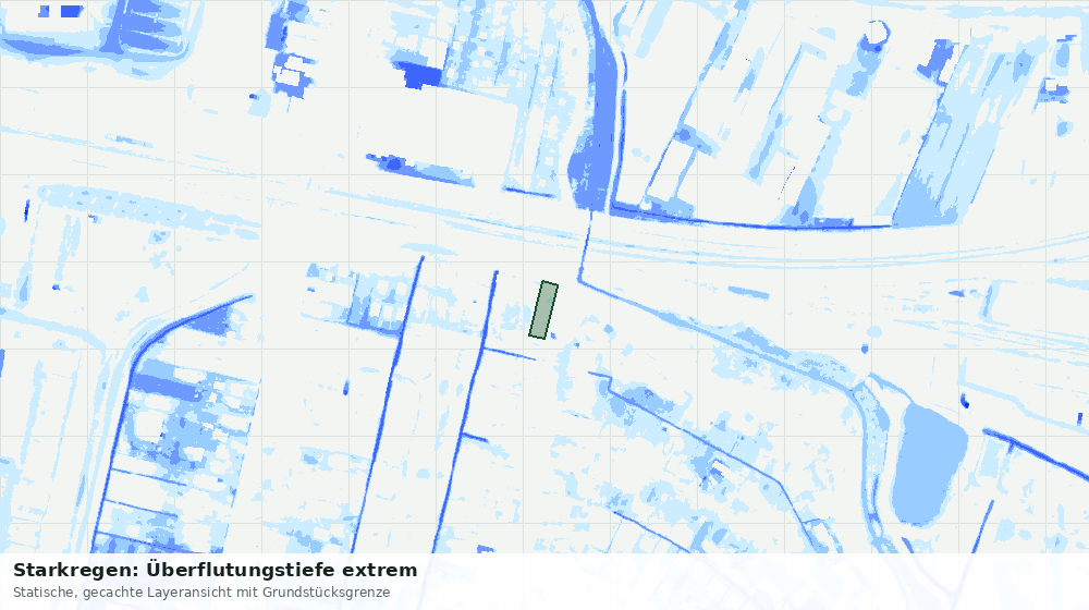 Statische Kartenansicht: Starkregen: Überflutungstiefe extrem