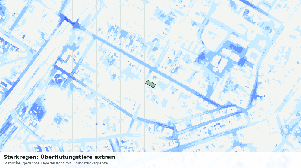 Statische Kartenansicht: Starkregen: Überflutungstiefe extrem