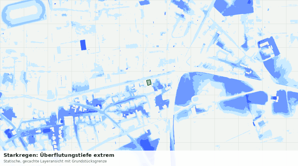 Statische Kartenansicht: Starkregen: Überflutungstiefe extrem