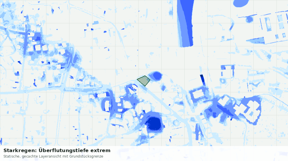 Statische Kartenansicht: Starkregen: Überflutungstiefe extrem