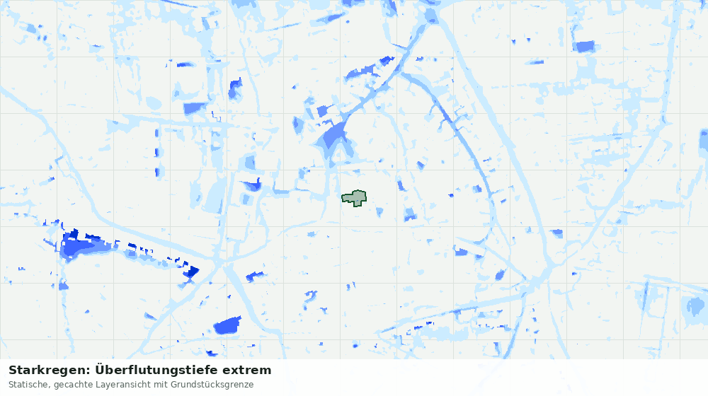 Statische Kartenansicht: Starkregen: Überflutungstiefe extrem