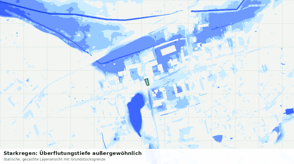 Statische Kartenansicht: Starkregen: Überflutungstiefe außergewöhnlich