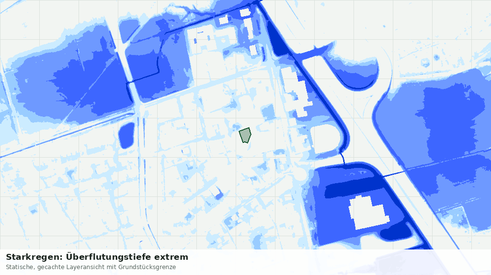 Statische Kartenansicht: Starkregen: Überflutungstiefe extrem