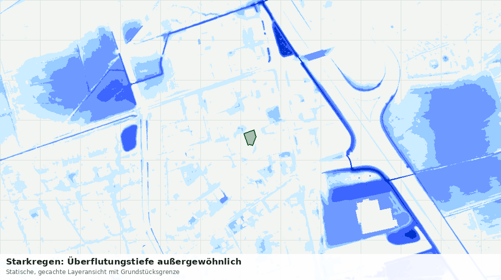 Statische Kartenansicht: Starkregen: Überflutungstiefe außergewöhnlich